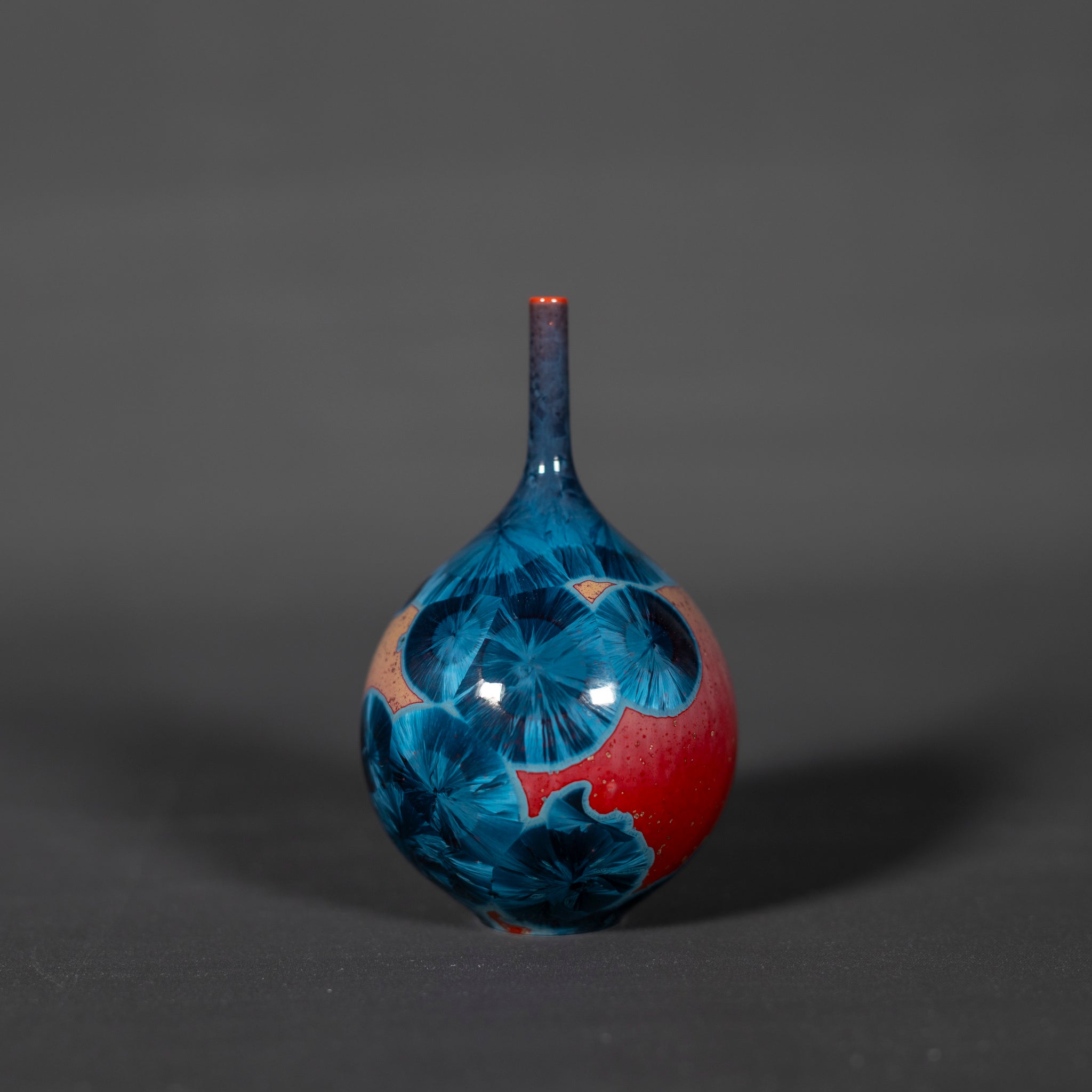 Miniature Red & Blue Crystalline Bottle