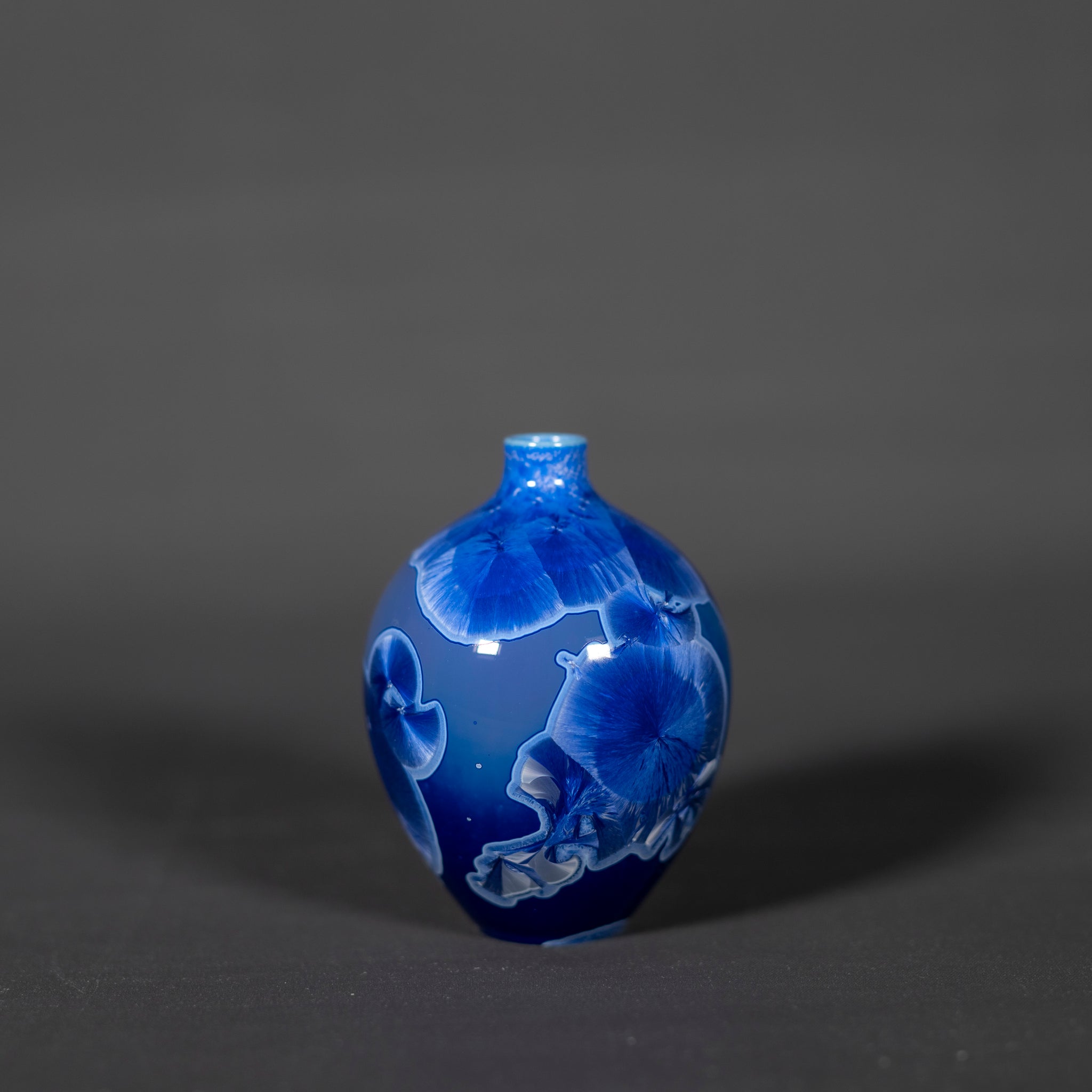 Miniature Blue Crystalline Vase