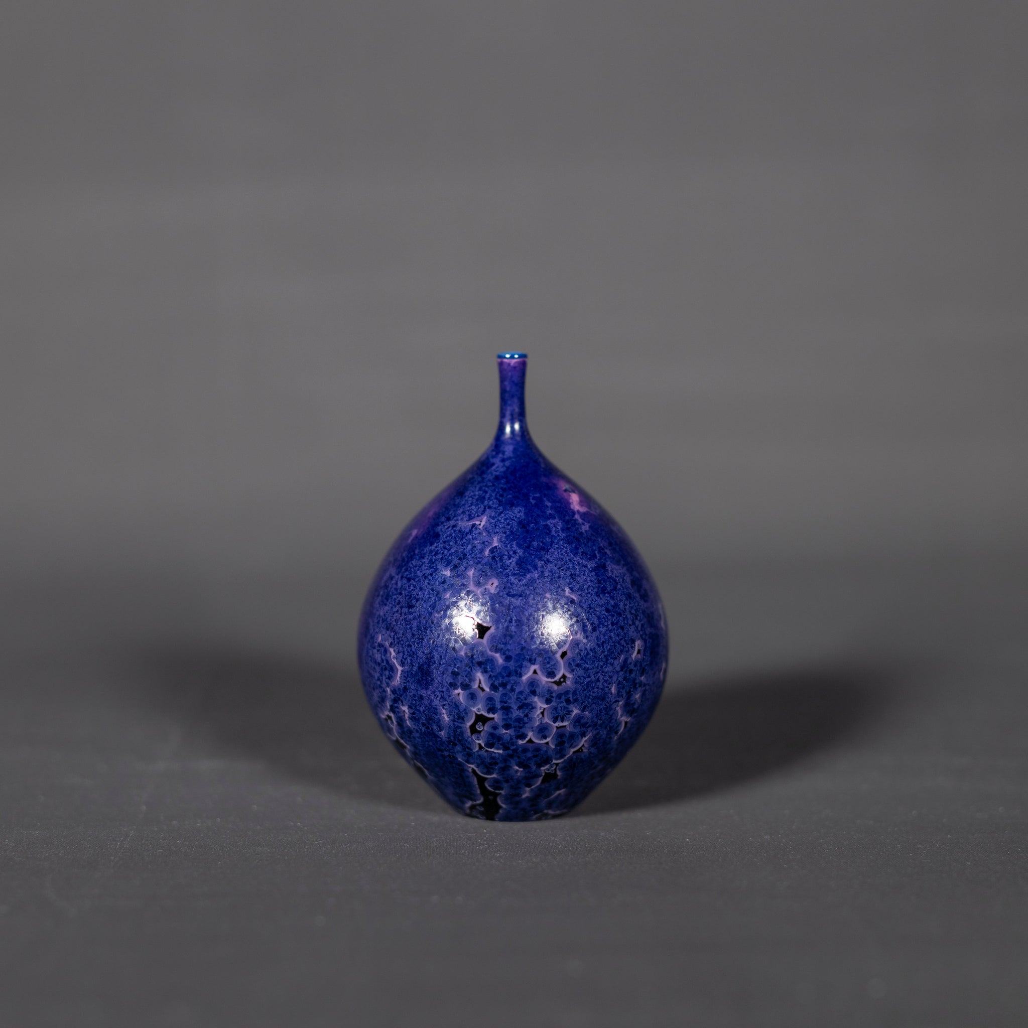 Miniature Cobalt Purple Crystalline Bottle
