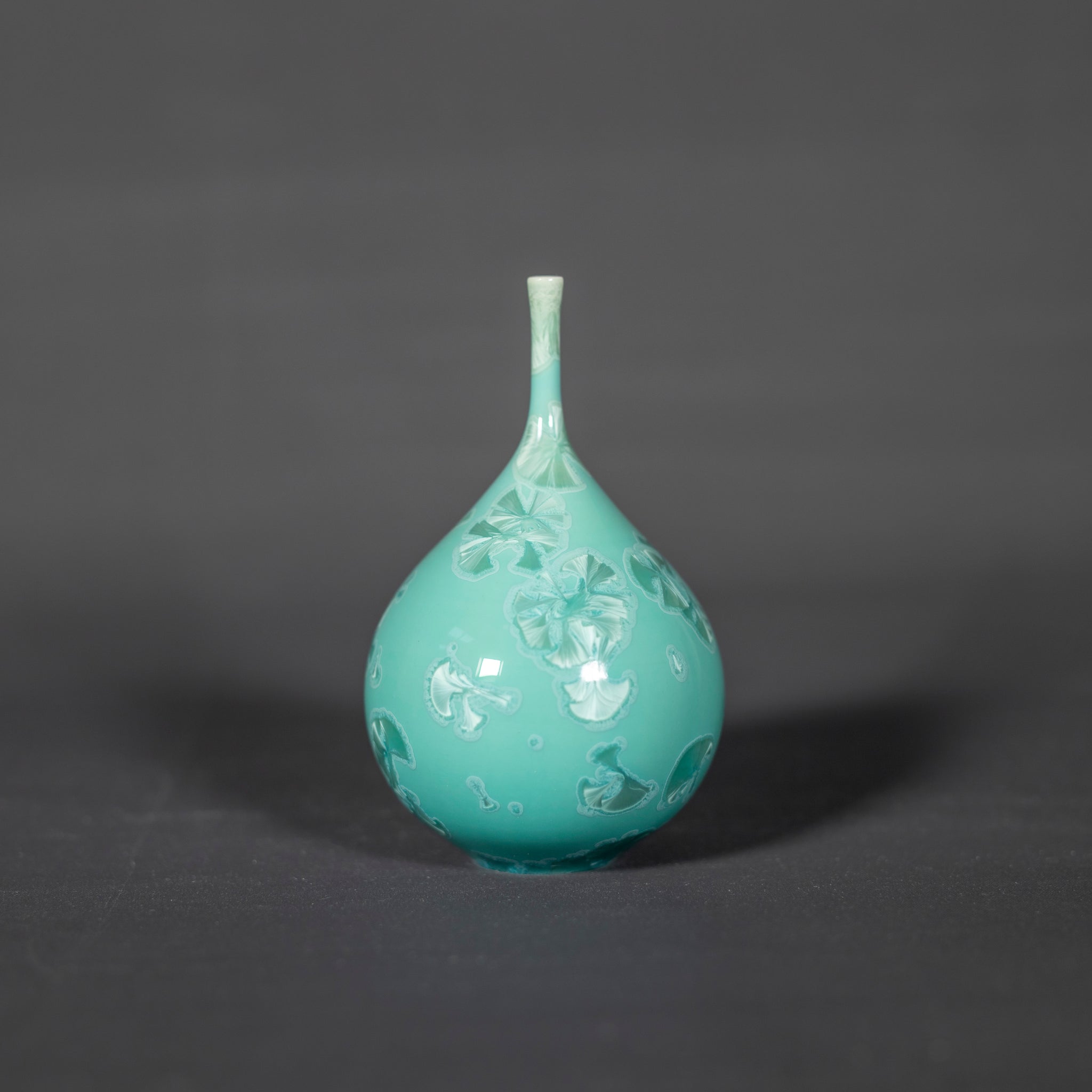 Miniature Turquoise Crystalline Vase