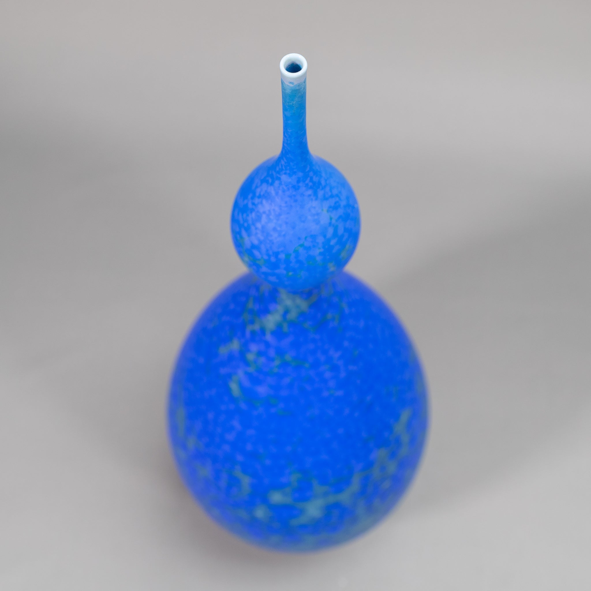 Matte Blue Double Bellied Crystalline Bottle