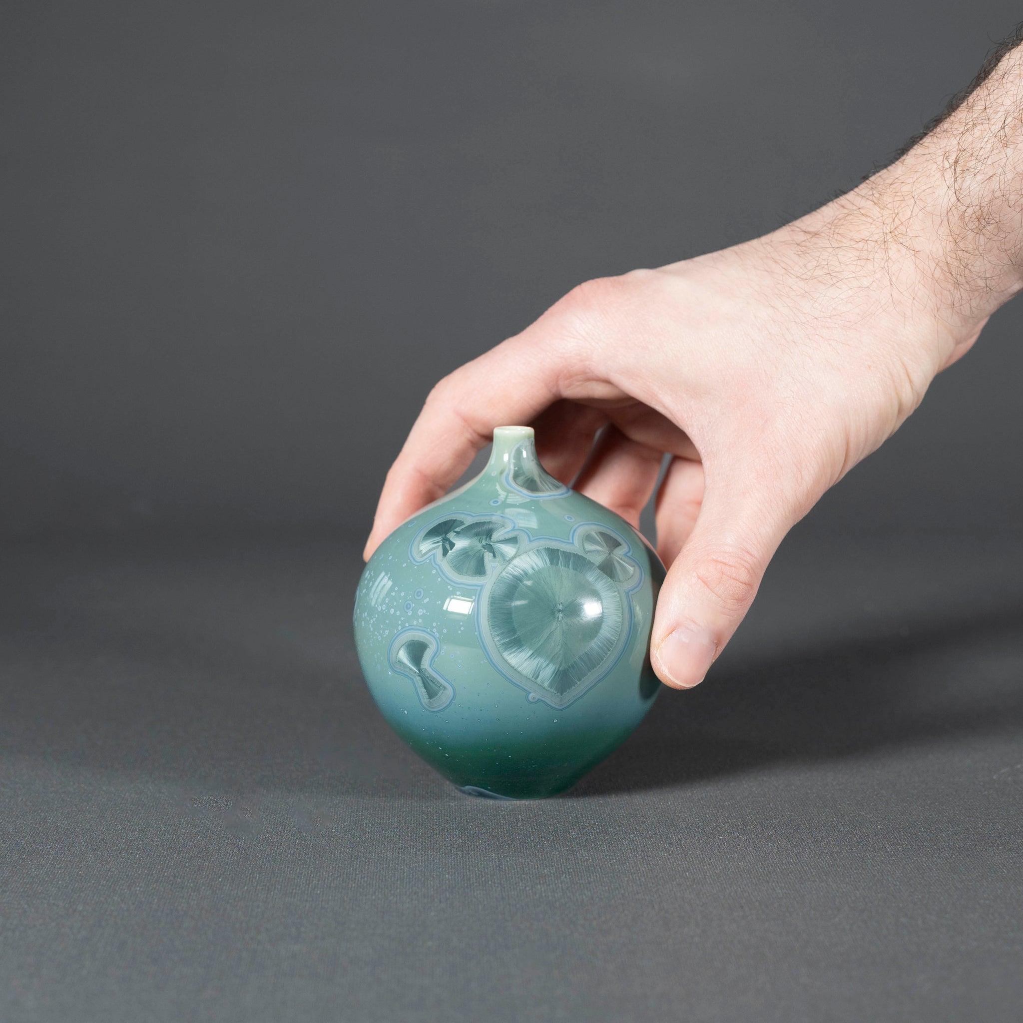 Miniature Green Crystalline Vase