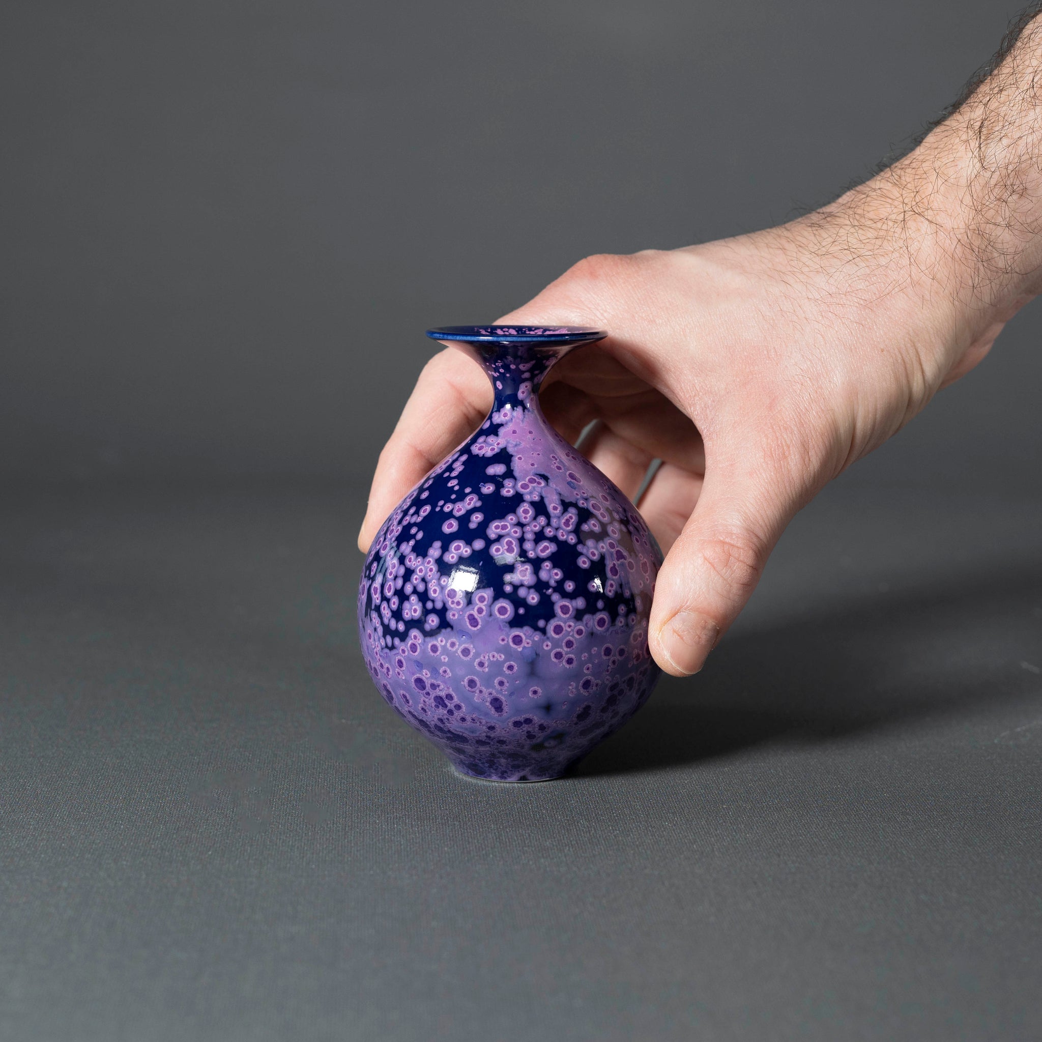 Miniature Cobalt Purple Crystalline Vase