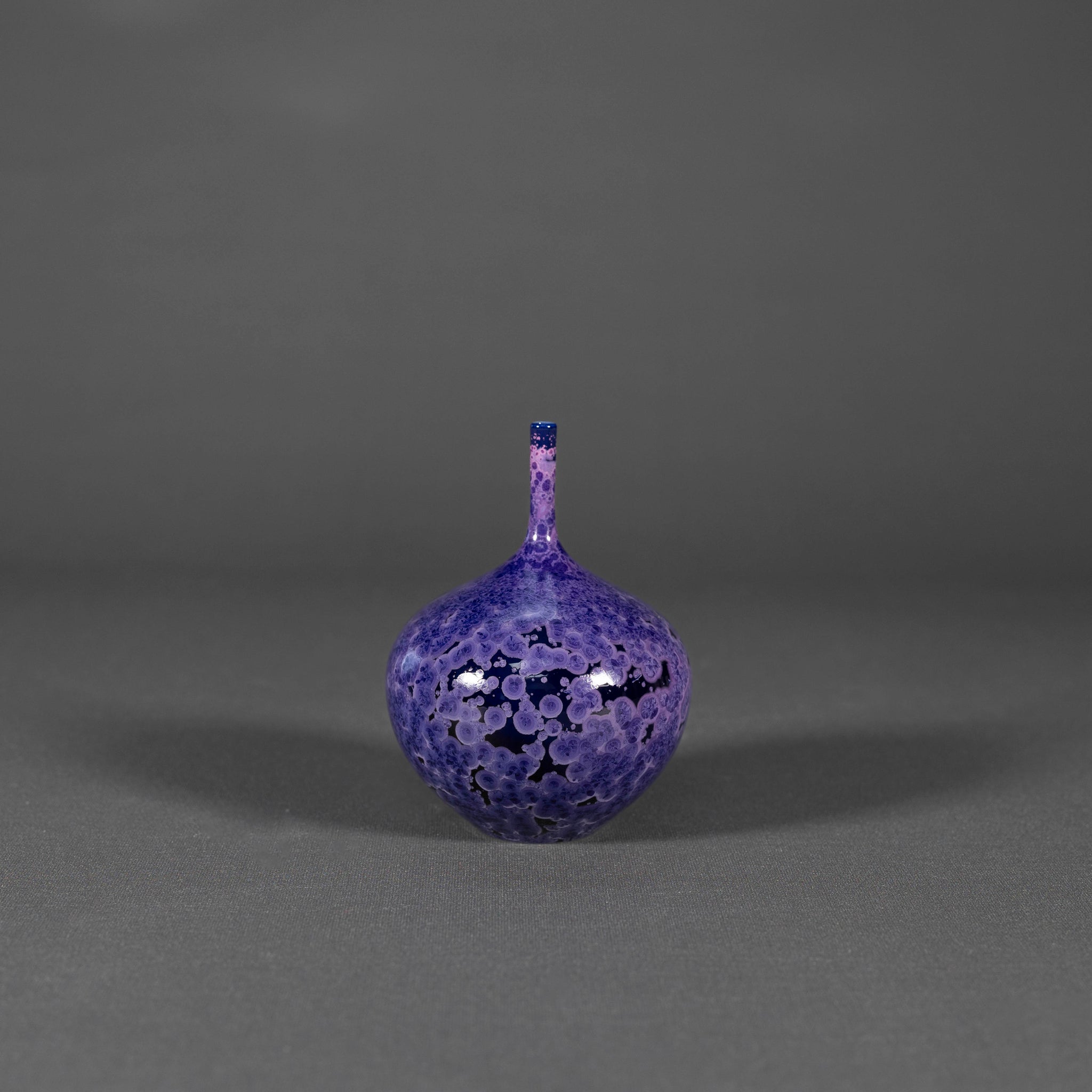 Miniature Cobalt Purple Crystalline Vase