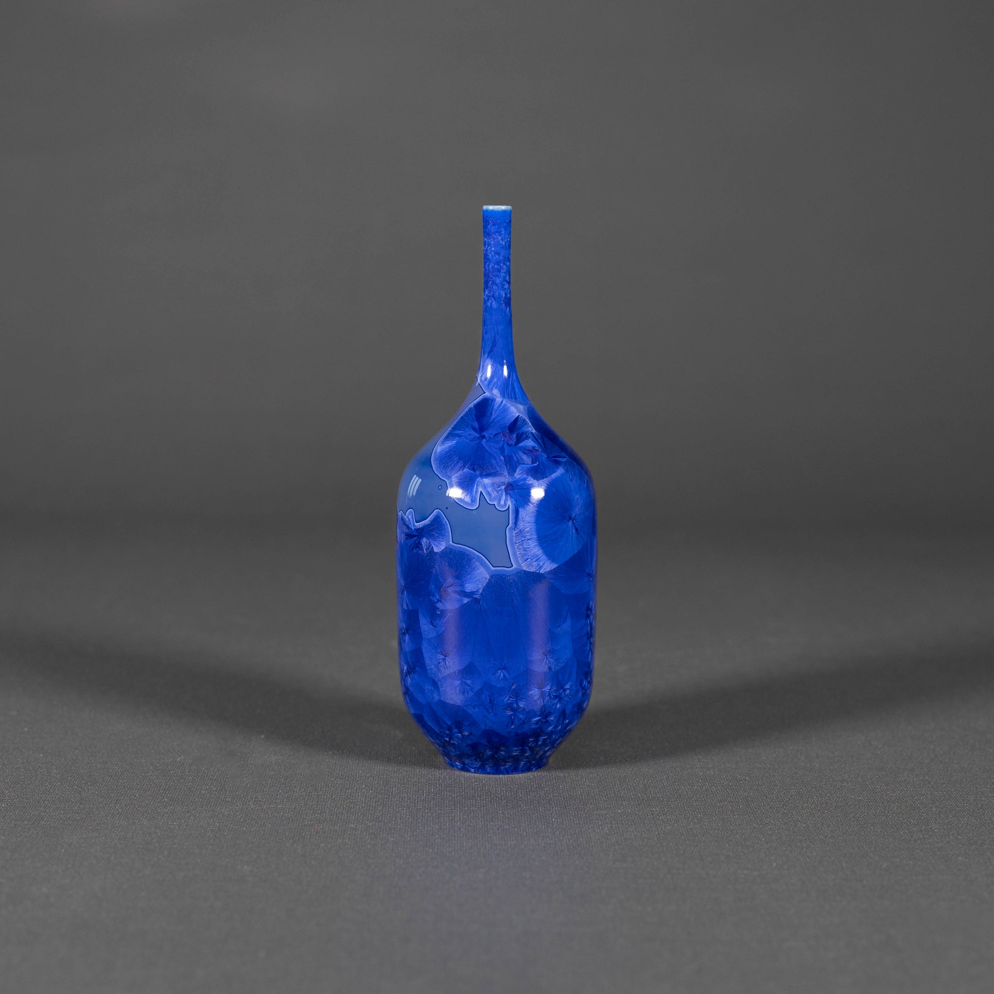 Miniature Azure Blue Crystalline Vase