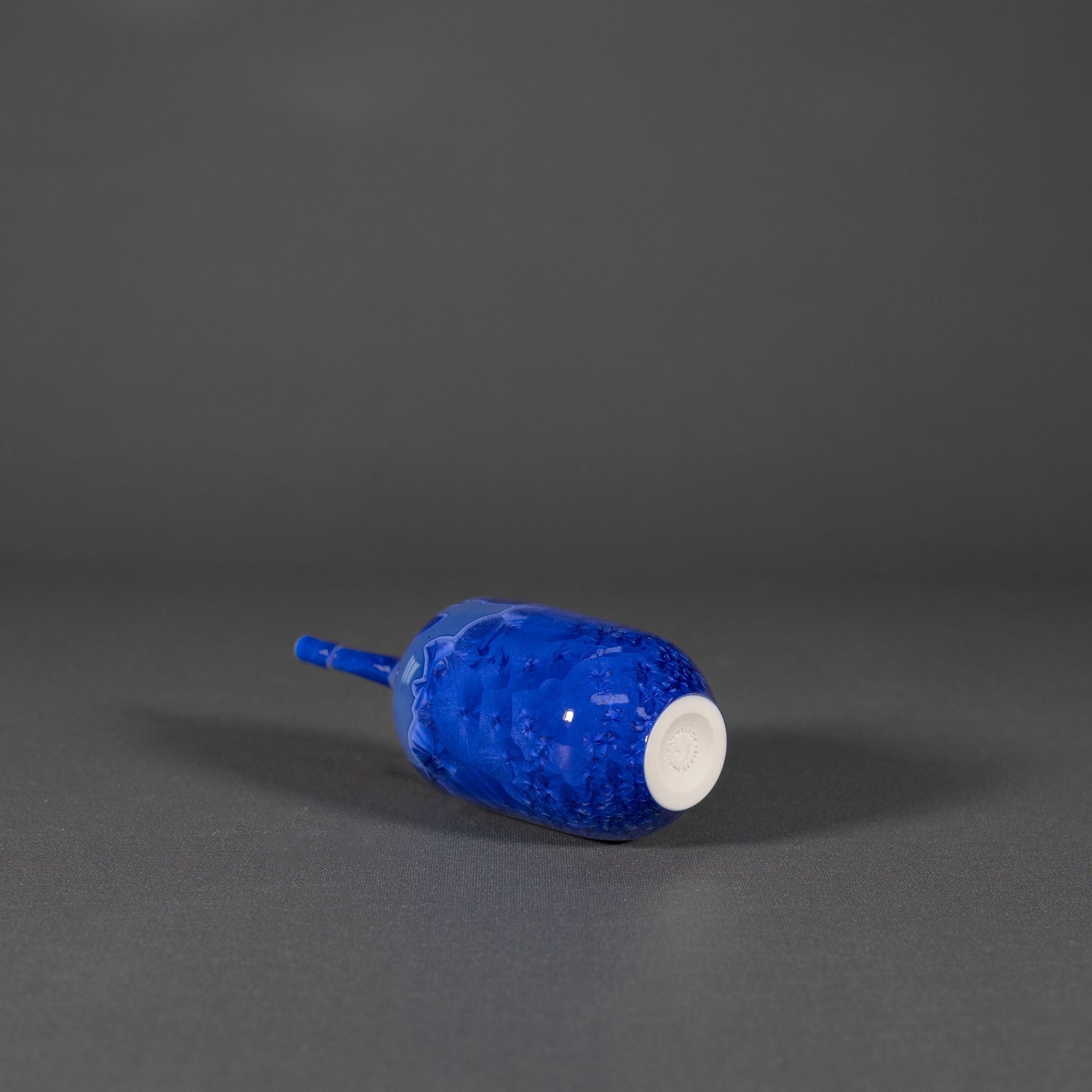 Miniature Azure Blue Crystalline Vase
