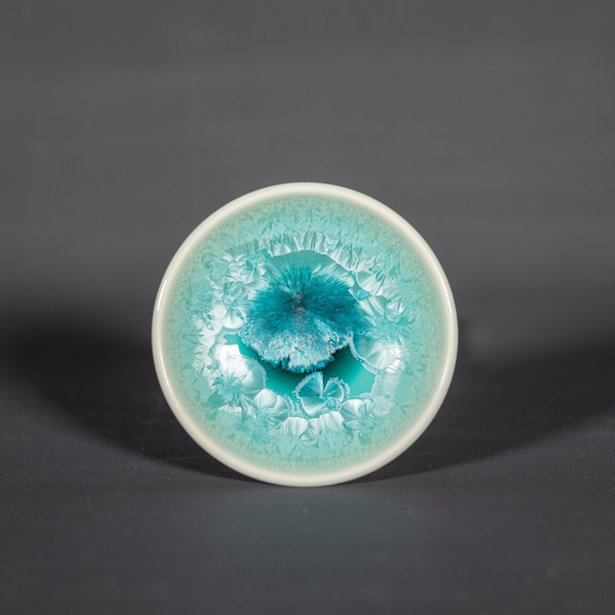 Miniature Turquoise Crystalline Bowl