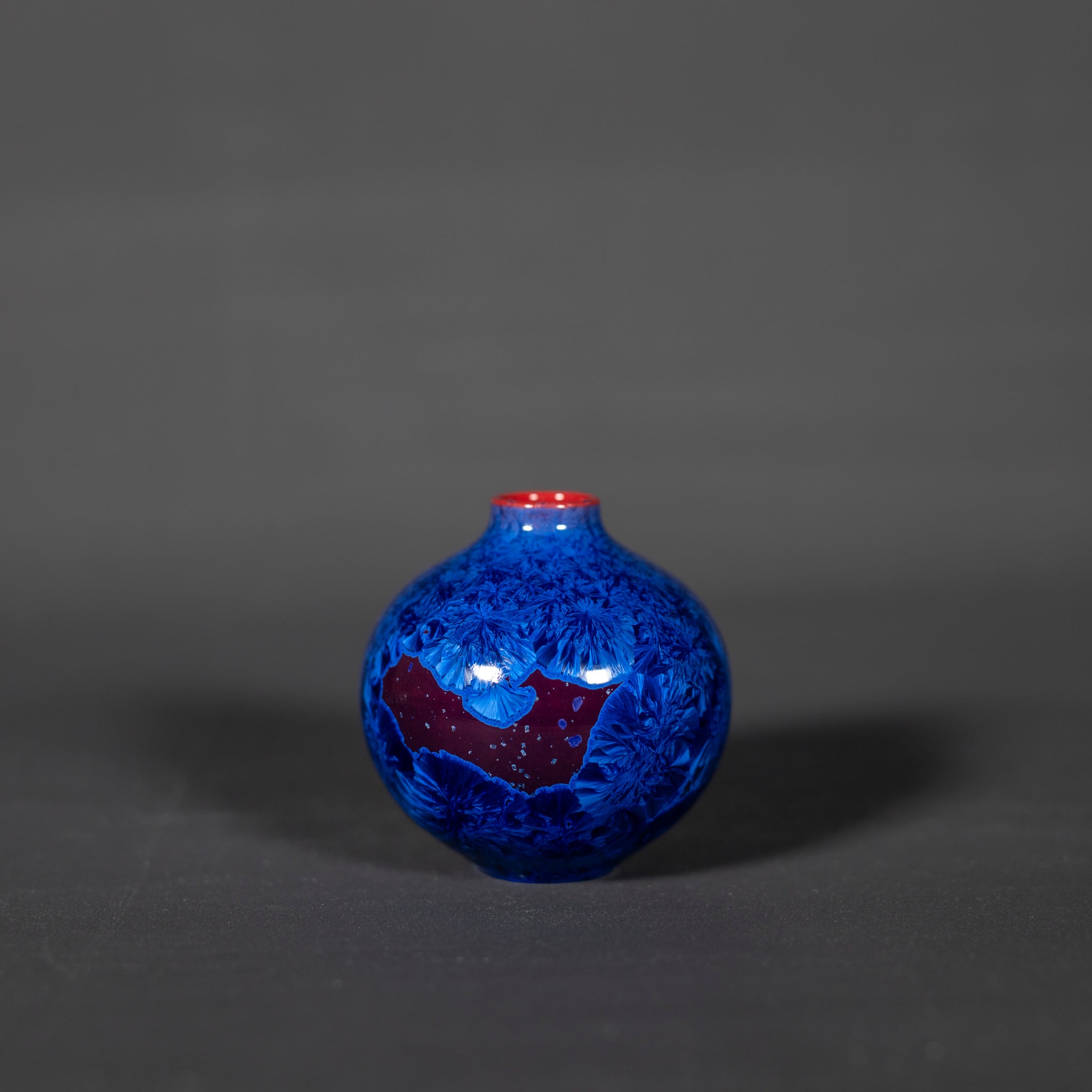 Miniature Blue & Purple Crystalline Vase