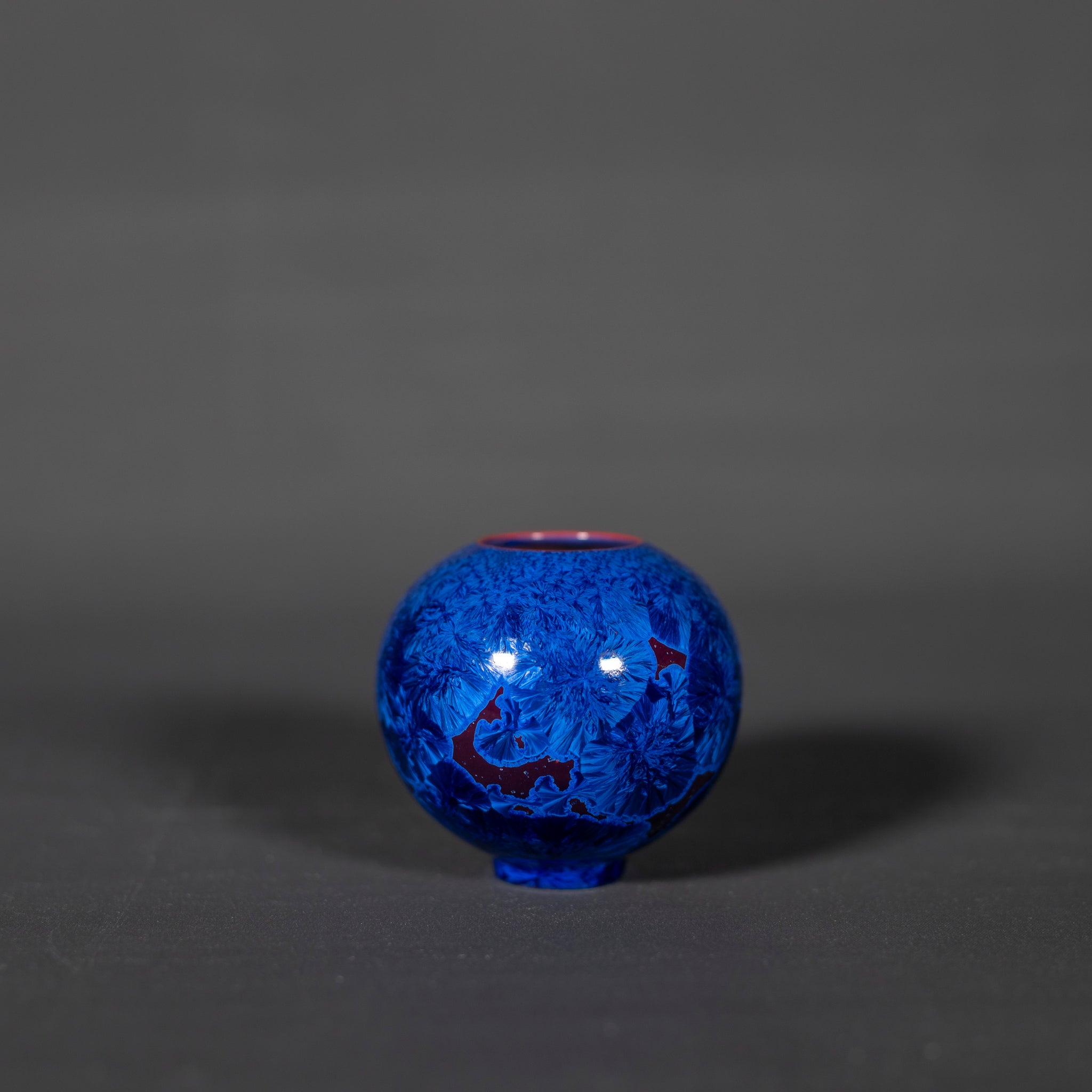 Miniature Blue & Purple Crystalline Vase