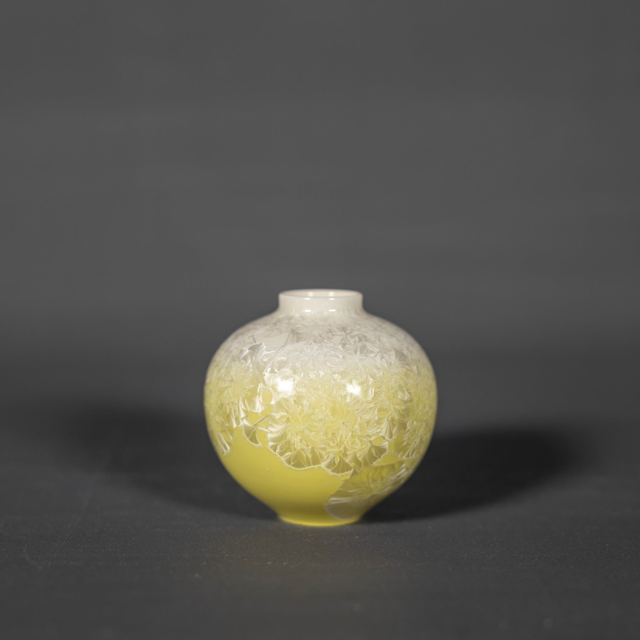 Miniature Yellow & White Crystalline Vase