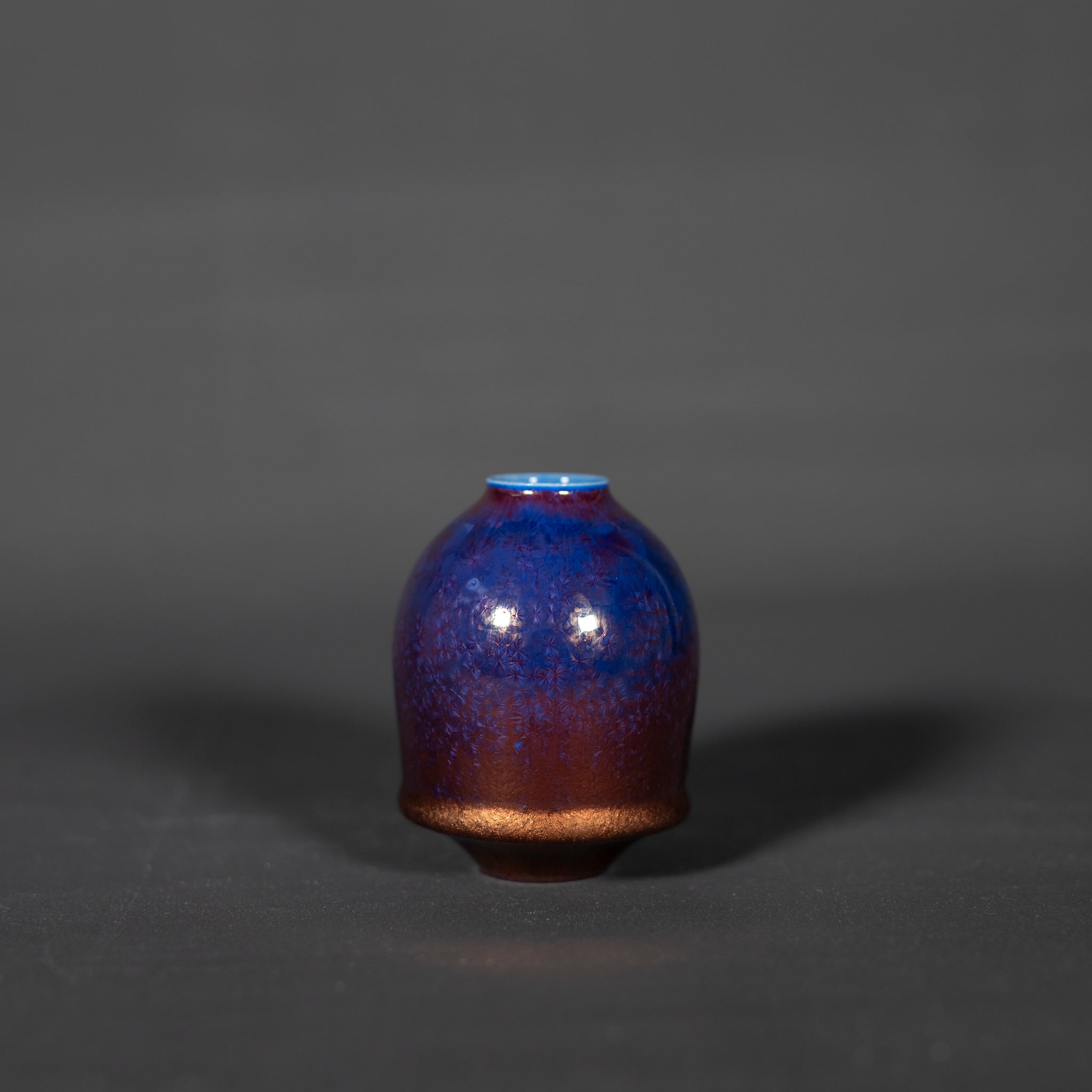 Miniature Metallic Azure Crystalline Vase