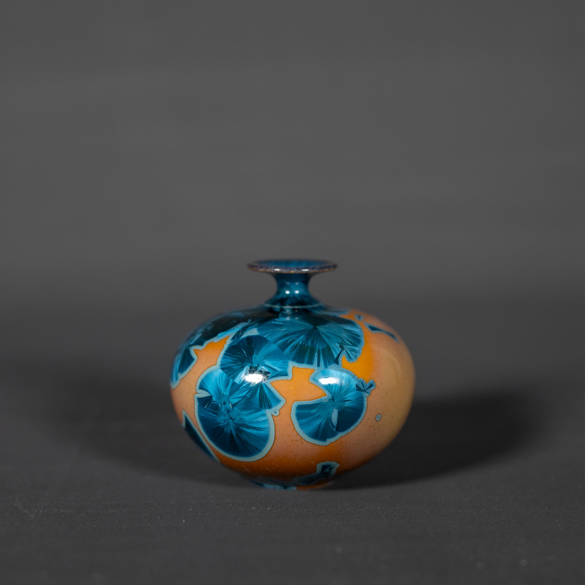 Miniature Yellow & Blue Crystalline Vase