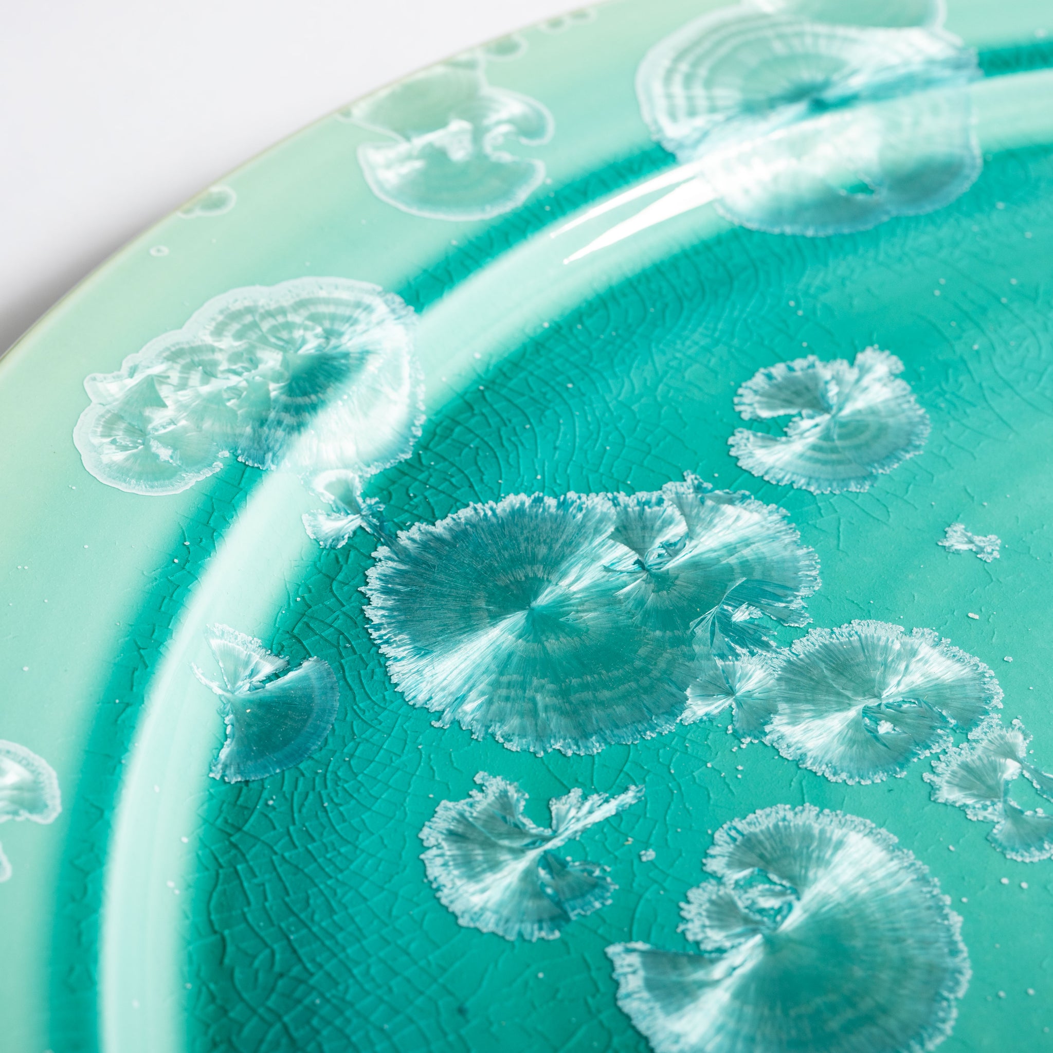 Turquoise Crystalline Platter – Matt Horne Pottery